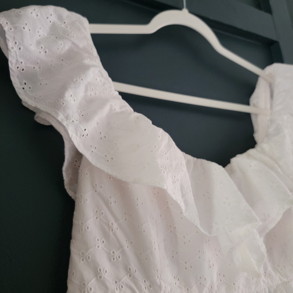 Lilly Pulitzer White Cotton Emie Babydoll Eyelet Tiered Ruffle Mini Dress Sze 10 - Picture 9 of 13